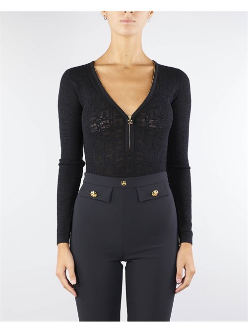 Viscose body with mesh logo Elisabetta Franchi ELISABETTA FRANCHI | Body | BK65B46E2110